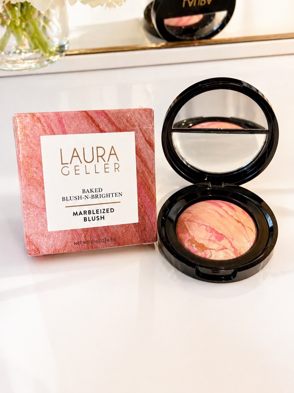Laura Geller Marbleized Baked Blush - N - Brighten — PINK BUTTERCREAM+ SAMPLES